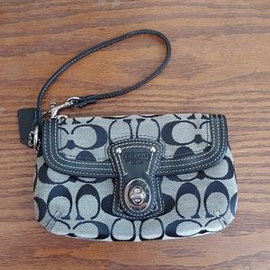 Coach Legacy Signature LogoClipfront Flap Wristlet